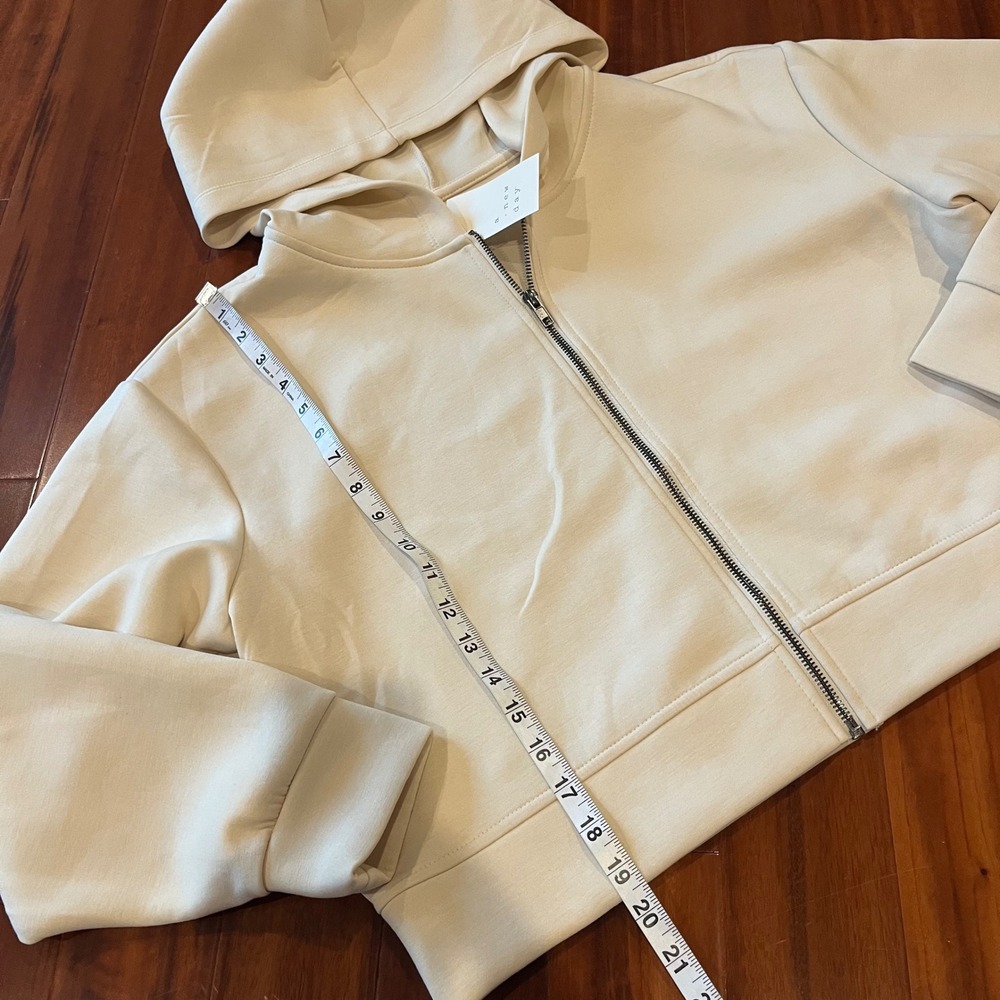 A‎ New Day Scuba Hoodie Sweatshirt Cream Zip Up Long Sleeve New NWT Size Large - Picture 5 of 7